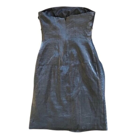 Strapless London Times Strapless Metallic Cocktail Dress Size 6 Textured Pleats - Picture 3 of 6